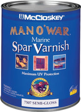 McCloskey Man O' War 080.0007507.005 Marine Spar Varnish, Semi-Gloss, Clear, Liquid, 1 qt, Can